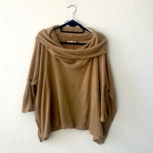 Foreign Exchange - Beige Off the Shoulder Long Sleeve Poncho - Size - O/S